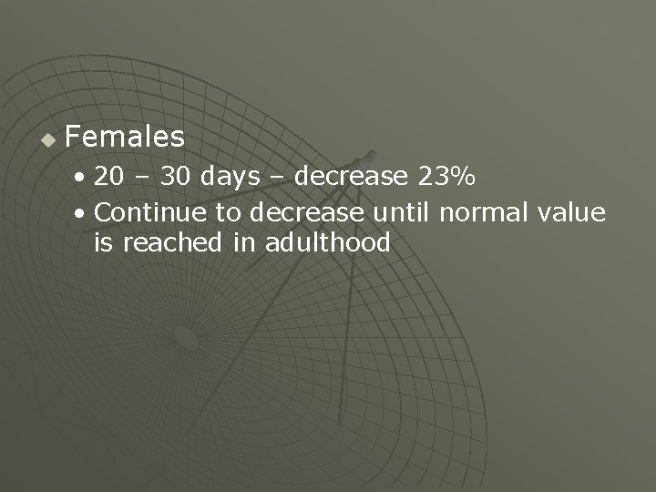 u Females • 20 – 30 days – decrease 23% • Continue to decrease