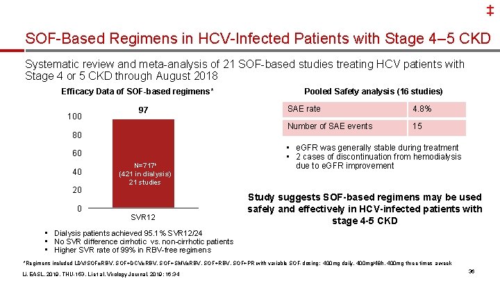 ‡ SOF-Based Regimens in HCV-Infected Patients with Stage 4– 5 CKD Systematic review and