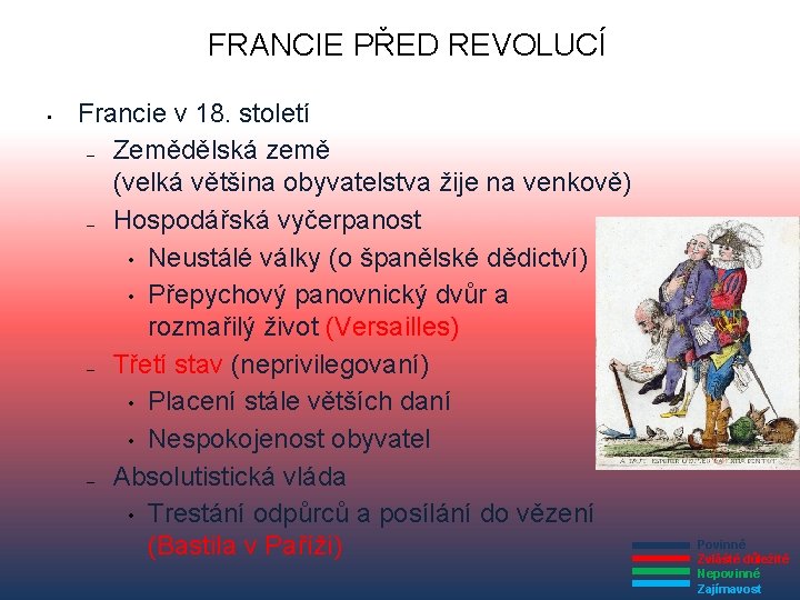 FRANCIE PŘED REVOLUCÍ • Francie v 18. století – Zemědělská země (velká většina obyvatelstva