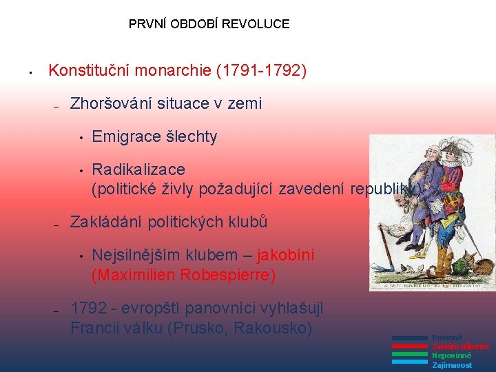 PRVNÍ OBDOBÍ REVOLUCE • Konstituční monarchie (1791 -1792) – – Zhoršování situace v zemi