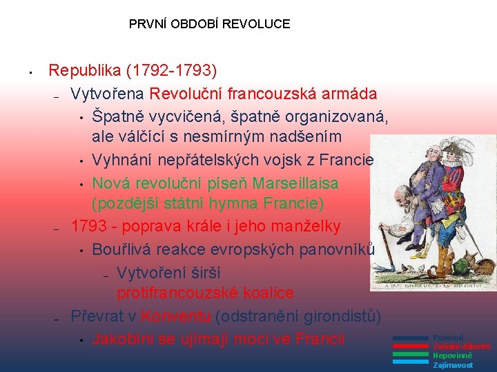 PRVNÍ OBDOBÍ REVOLUCE • Republika (1792 -1793) – Vytvořena Revoluční francouzská armáda • Špatně