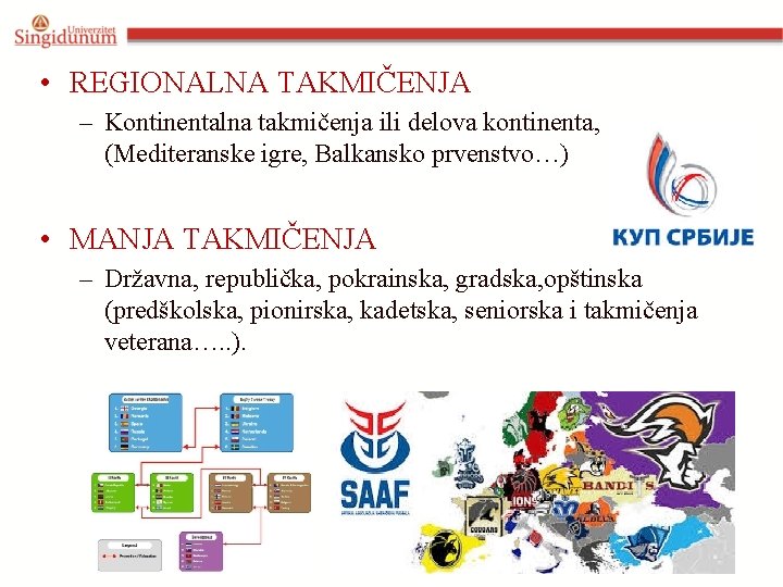  • REGIONALNA TAKMIČENJA – Kontinentalna takmičenja ili delova kontinenta, (Mediteranske igre, Balkansko prvenstvo…)