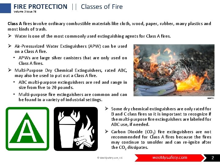 FIRE PROTECTION || Classes of Fire Volume 2 Issue 78 Class A fires involve