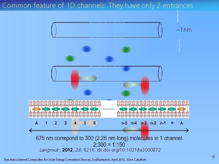 Common feature of 1 D channels: They have only 2 entrances ~1 nm Langmuir,