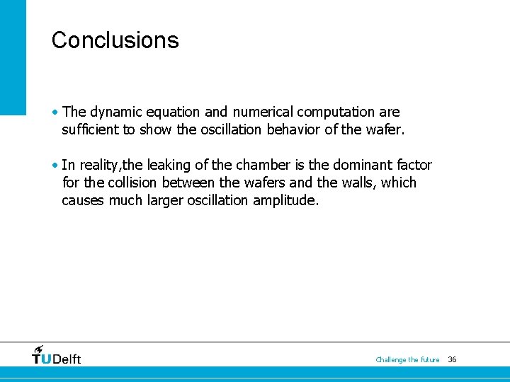 Conclusions • The dynamic equation and numerical computation are sufficient to show the oscillation