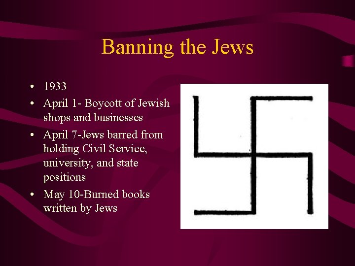 Banning the Jews • 1933 • April 1 - Boycott of Jewish shops and