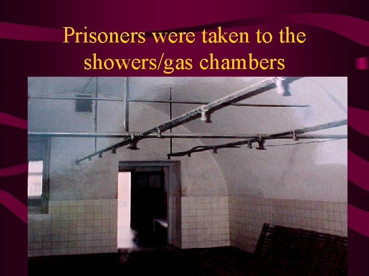 Prisoners were taken to the showers/gas chambers 