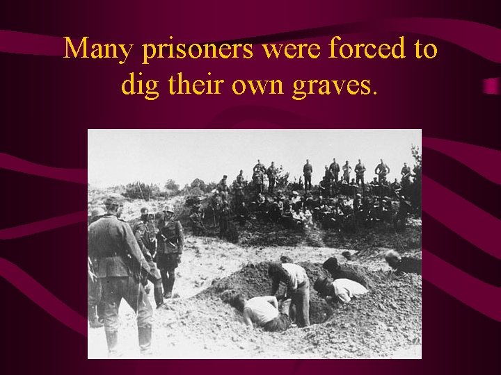 Many prisoners were forced to dig their own graves. 