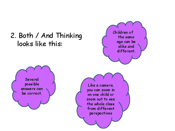 2. Both / And Thinking looks like this: Several possible answers can be correct.