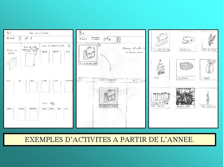 EXEMPLES D’ACTIVITES A PARTIR DE L’ANNEE. 