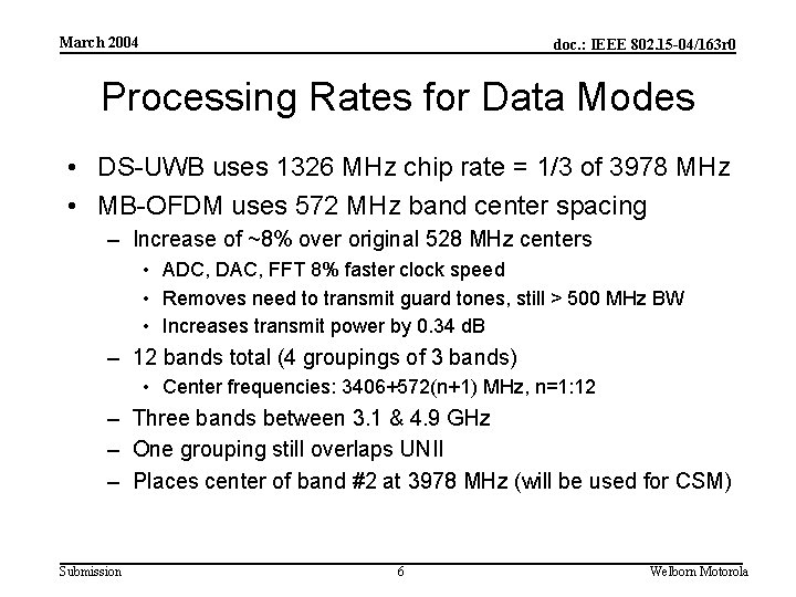 March 2004 doc. : IEEE 802. 15 -04/163 r 0 Processing Rates for Data
