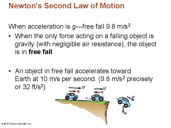 Newton's Second Law of Motion When acceleration is g—free fall 9. 8 m/s 2