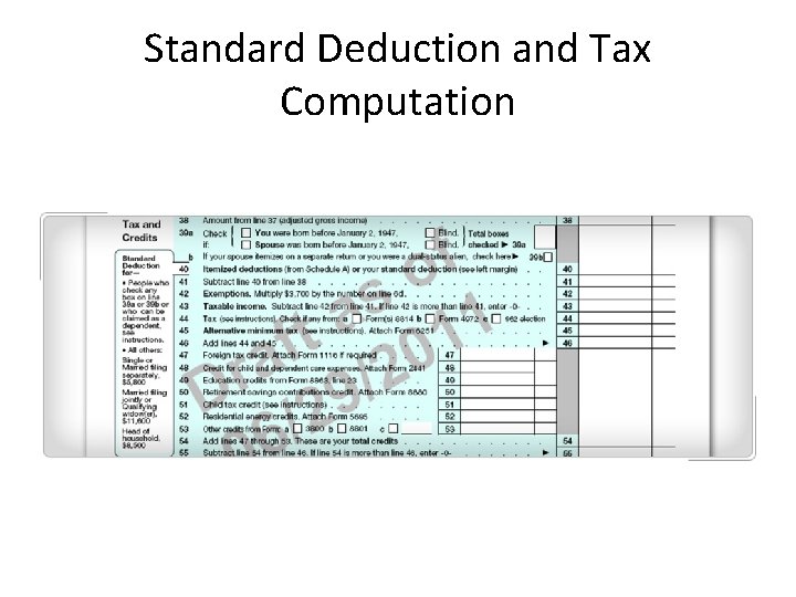 Standard Deduction and Tax Computation 