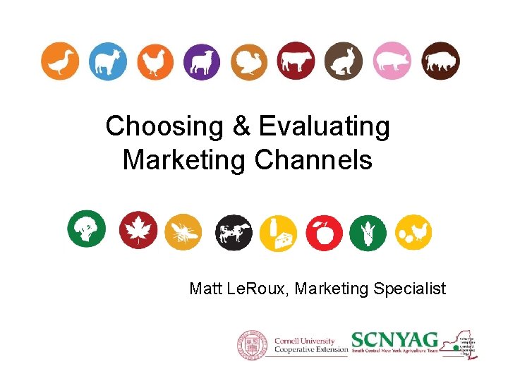 Choosing & Evaluating Marketing Channels Matt Le. Roux, Marketing Specialist 