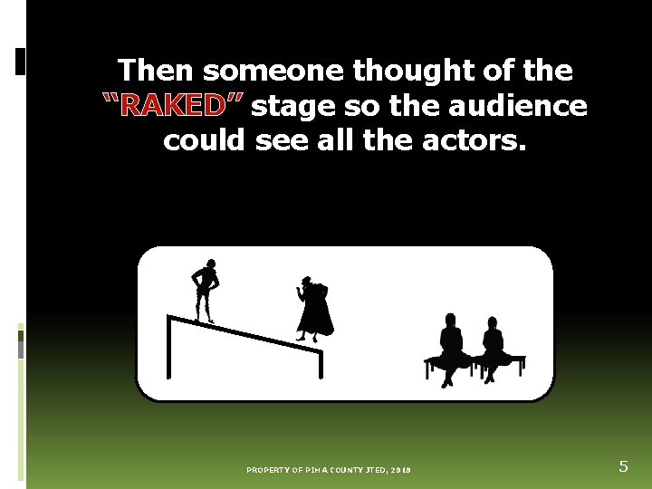Then someone thought of the “RAKED” stage so the audience could see all the