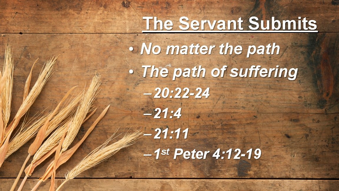 The Servant Submits • No matter the path • The path of suffering –