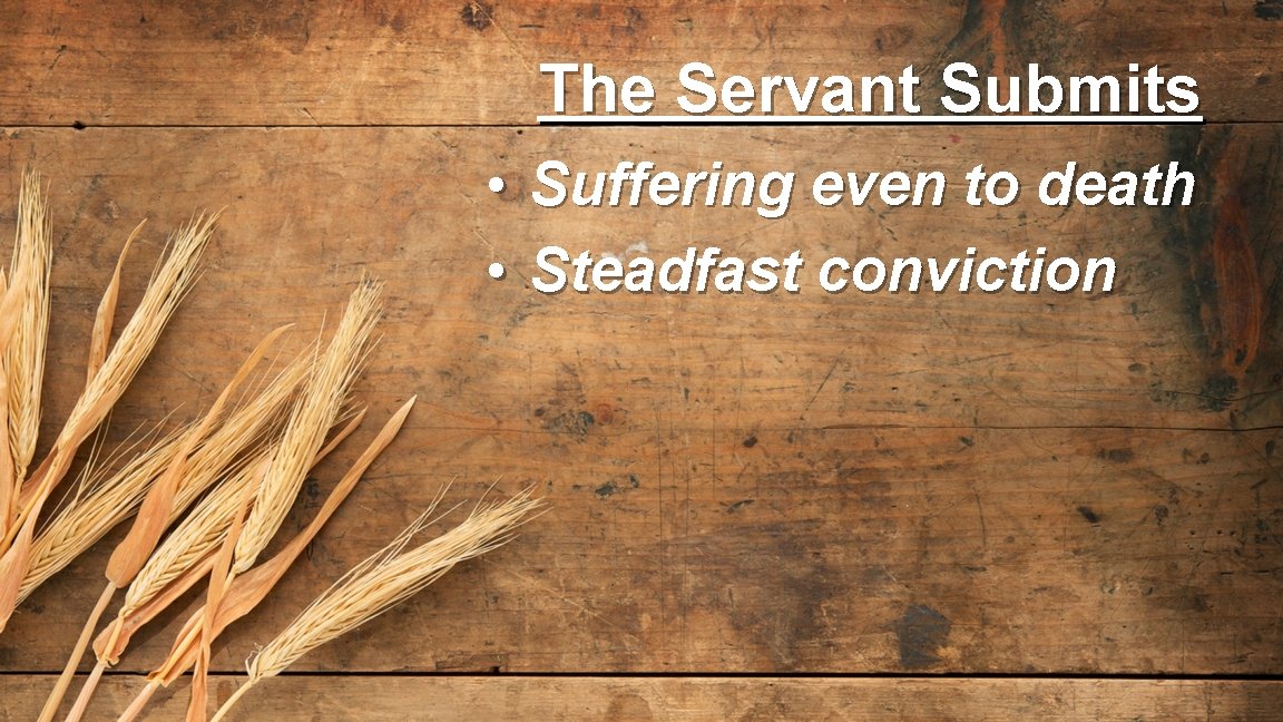 The Servant Submits • Suffering even to death • Steadfast conviction 