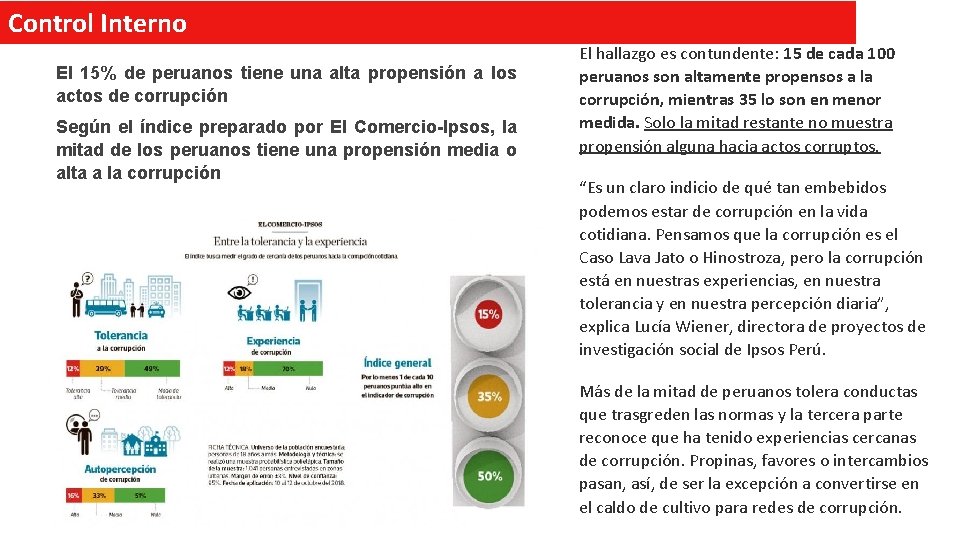 Control Interno El 15% de peruanos tiene una alta propensión a los actos de