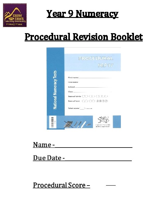 Year 9 Numeracy Procedural Revision Booklet 