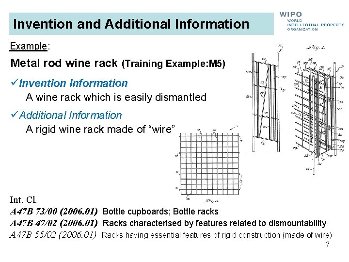 Invention and Additional Information Example: Metal rod wine rack (Training Example: M 5) üInvention