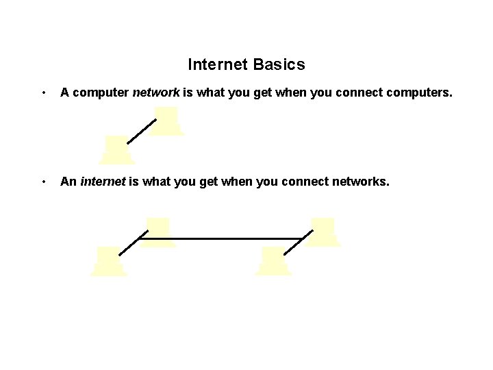 Internet Basics • A computer network is what you get when you connect computers.