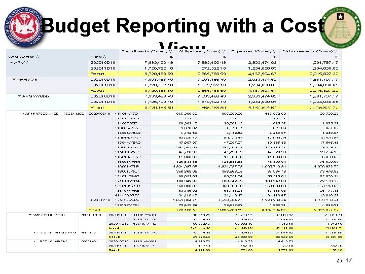 Budget Reporting with a Cost View 47 47 