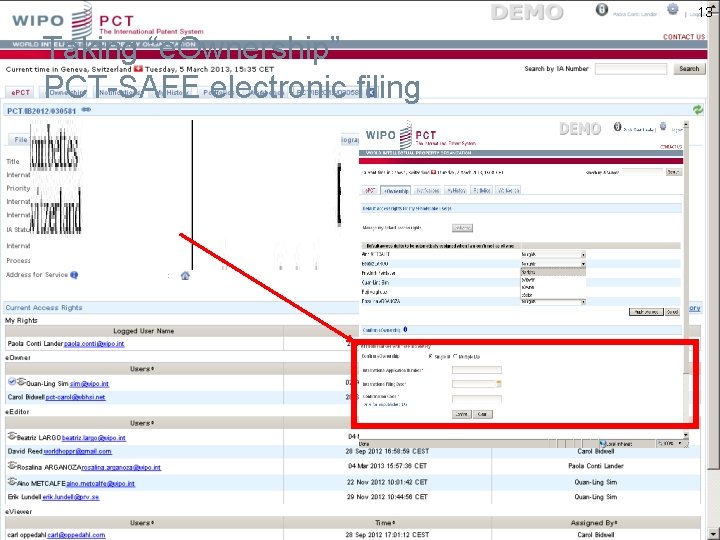 13 Taking “e. Ownership” PCT-SAFE electronic filing 