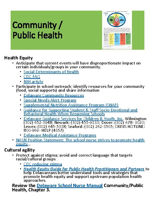 Community / Public Health Equity • Anticipate that current events will have disproportionate impact