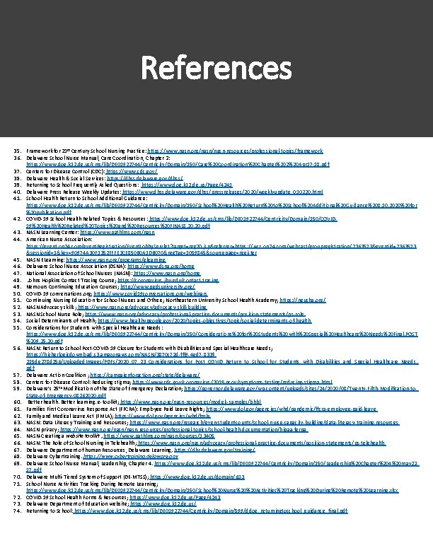 References 35. Framework for 21 st Century School Nursing Practice: https: //www. nasn. org/nasn-resources/professional-topics/framework