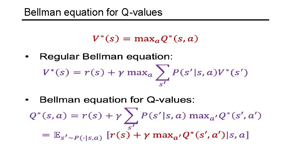 Bellman equation for Q-values 