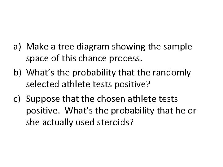 a) Make a tree diagram showing the sample space of this chance process. b)