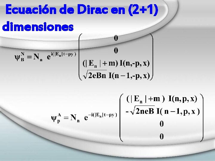 Ecuación de Dirac en (2+1) dimensiones 