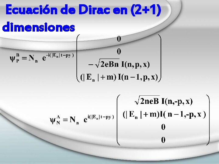 Ecuación de Dirac en (2+1) dimensiones 