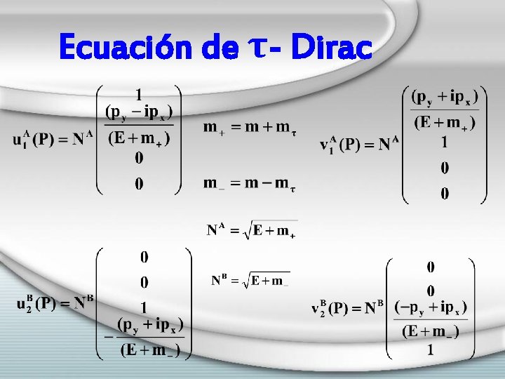 Ecuación de τ- Dirac 