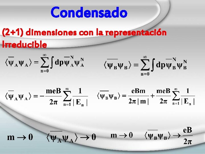 Condensado (2+1) dimensiones con la representación Irreducible 