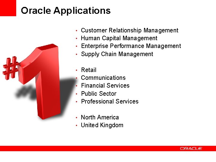 Oracle Applications • Customer Relationship Management • Human Capital Management • Enterprise Performance Management