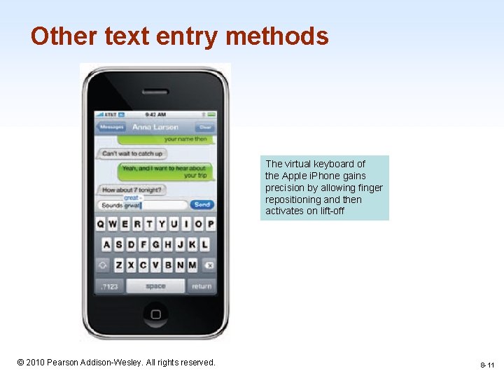 Other text entry methods The virtual keyboard of the Apple i. Phone gains precision