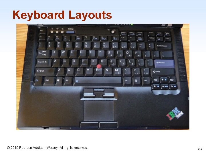 Keyboard Layouts 1 -3 © 2010 Pearson Addison-Wesley. All rights reserved. 8 -3 