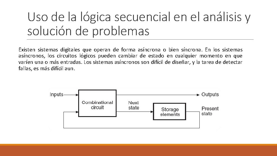 Uso de la lógica secuencial en el análisis y solución de problemas Existen sistemas