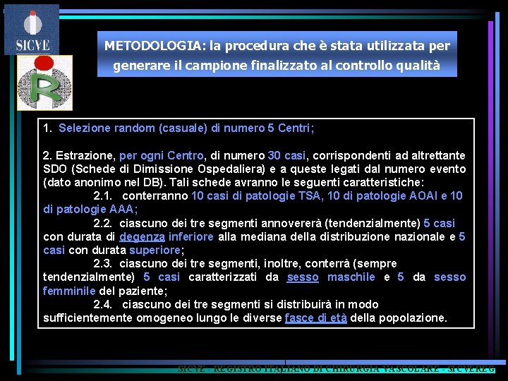 METODOLOGIA: la procedura che è stata utilizzata per generare il campione finalizzato al controllo