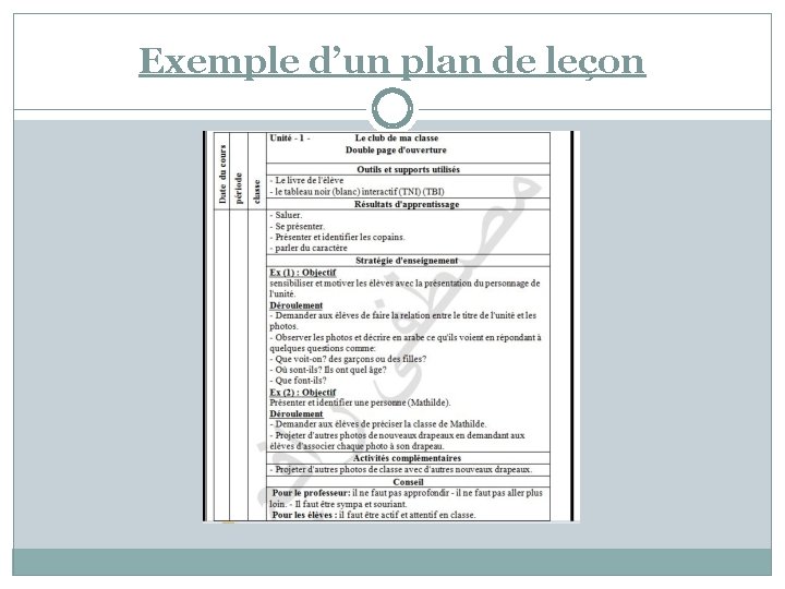 Exemple d’un plan de leçon 