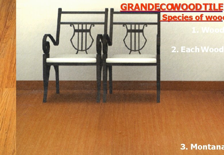 GRANDECOWOOD TILE Species of wood 1. Wood 2. Each Wood 3. Montana 