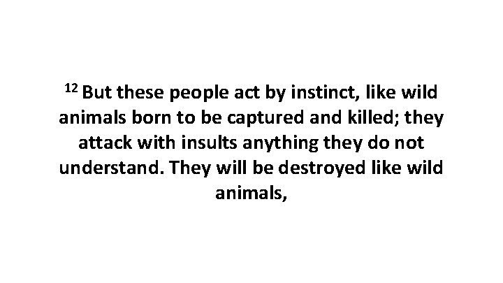 12 But these people act by instinct, like wild animals born to be captured