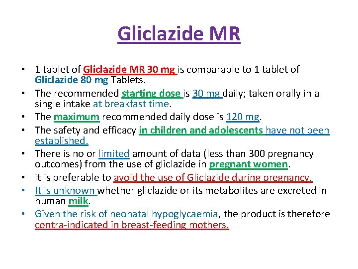 Gliclazide MR • 1 tablet of Gliclazide MR 30 mg is comparable to 1