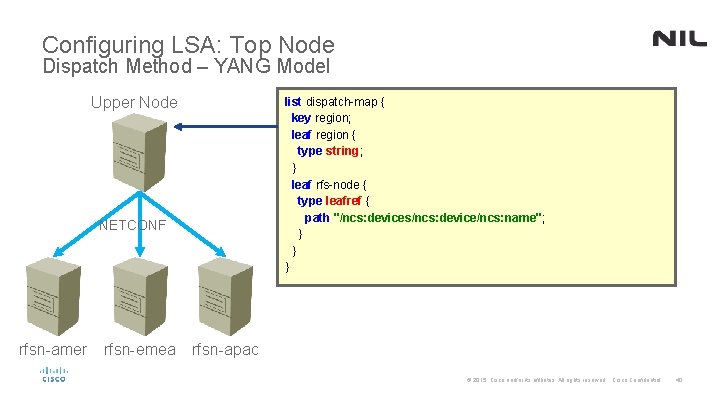 Configuring LSA: Top Node Dispatch Method – YANG Model Upper Node list dispatch-map {
