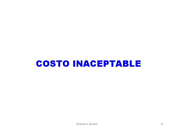 COSTO INACEPTABLE Ricardo A. Alvarez 21 