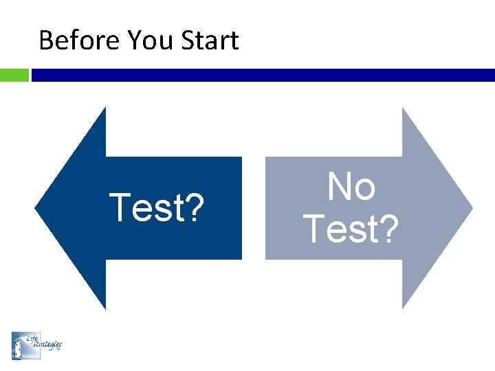 Before You Start Test? No Test? 