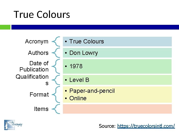 True Colours Acronym Authors Date of Publication Qualification s Format • True Colours •