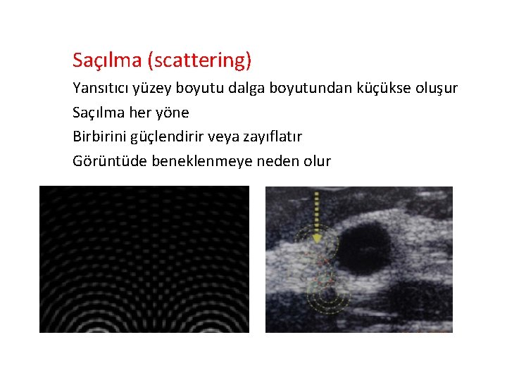 Saçılma (scattering) Yansıtıcı yüzey boyutu dalga boyutundan küçükse oluşur Saçılma her yöne Birbirini güçlendirir