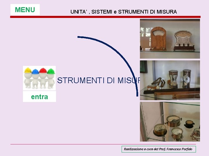 MENU UNITA’ , SISTEMI e STRUMENTI DI MISURA entra Realizzazione a cura del Prof. MENU UNITA’ , SISTEMI e STRUMENTI DI MISURA entra Realizzazione a cura del Prof.